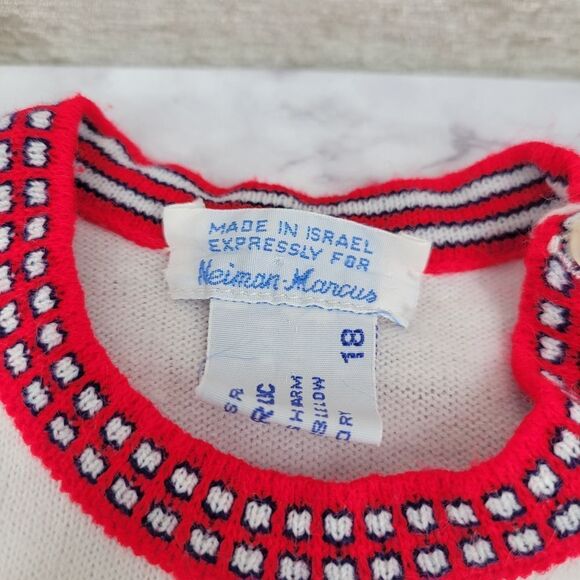 Neiman Marcus Vintage Red Knit Bubble Romper with Embroidered Matching Top Set - Picture 6 of 14